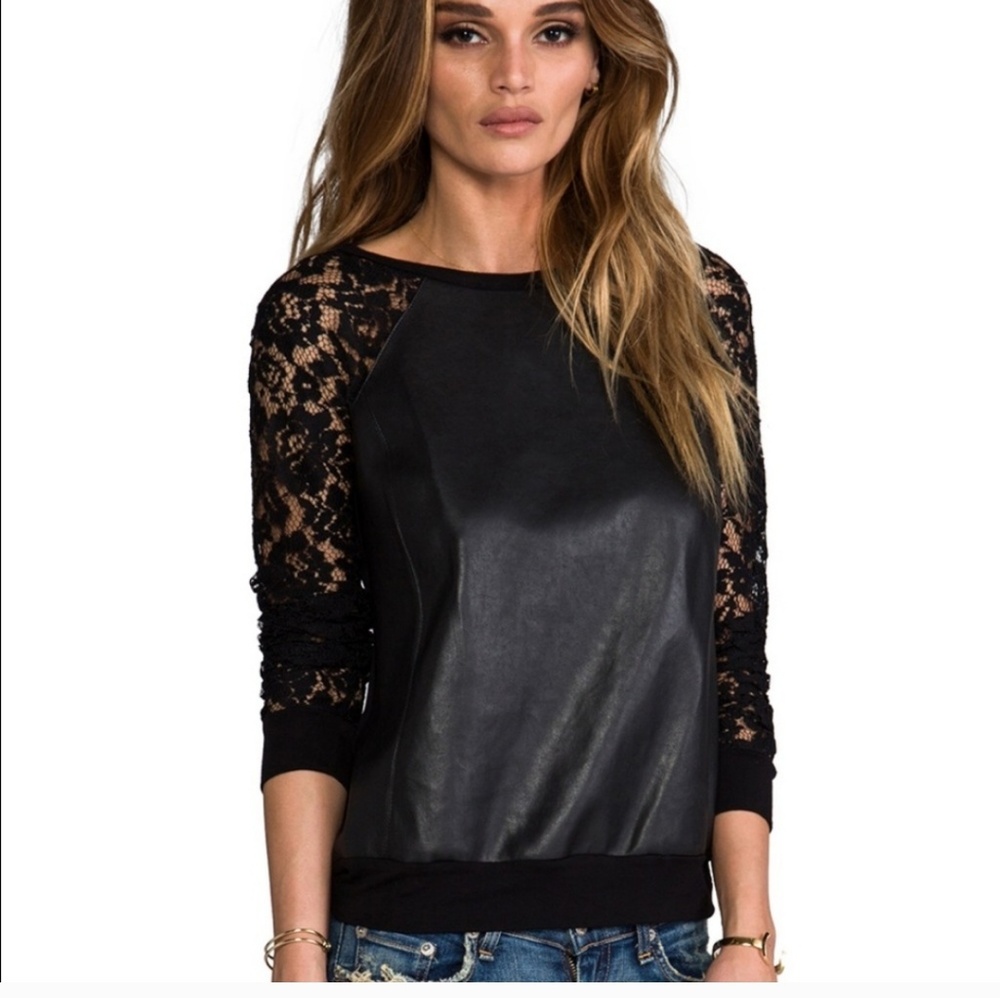 Bailey 44 Lace & Leather top
